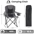 thumbnail image 5 of Oversized Camping Chair for Adults, Portable Folding Camp Chairs w/ Ice Bag & Cup Holder, Outdoor Lightweight Lawn Chair for Camping, Fishing, Picnic and Tailgates, Supports 400 Lbs - Gray 2 Pack, 5 of 8