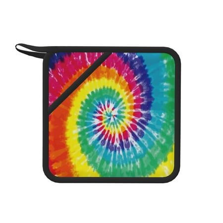 

1 Pc Silicone Anti-Hot Hot Pads Oven Mitts Heat Resistant Pot Holders With Pockets Non Slip Oven Glove Potholder For Kitchen Cooking Bbq Baking 7.1in Tie Dye Paisley