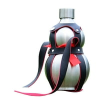 Tunhigl Stainless Steel Gourd Water Bottle - 64oz Portable Flask for Milk, Wine & Drinks with Leak-Proof Lid & Brown Strap - Durable Travel Companion for Hiking, Gym & Daily Use