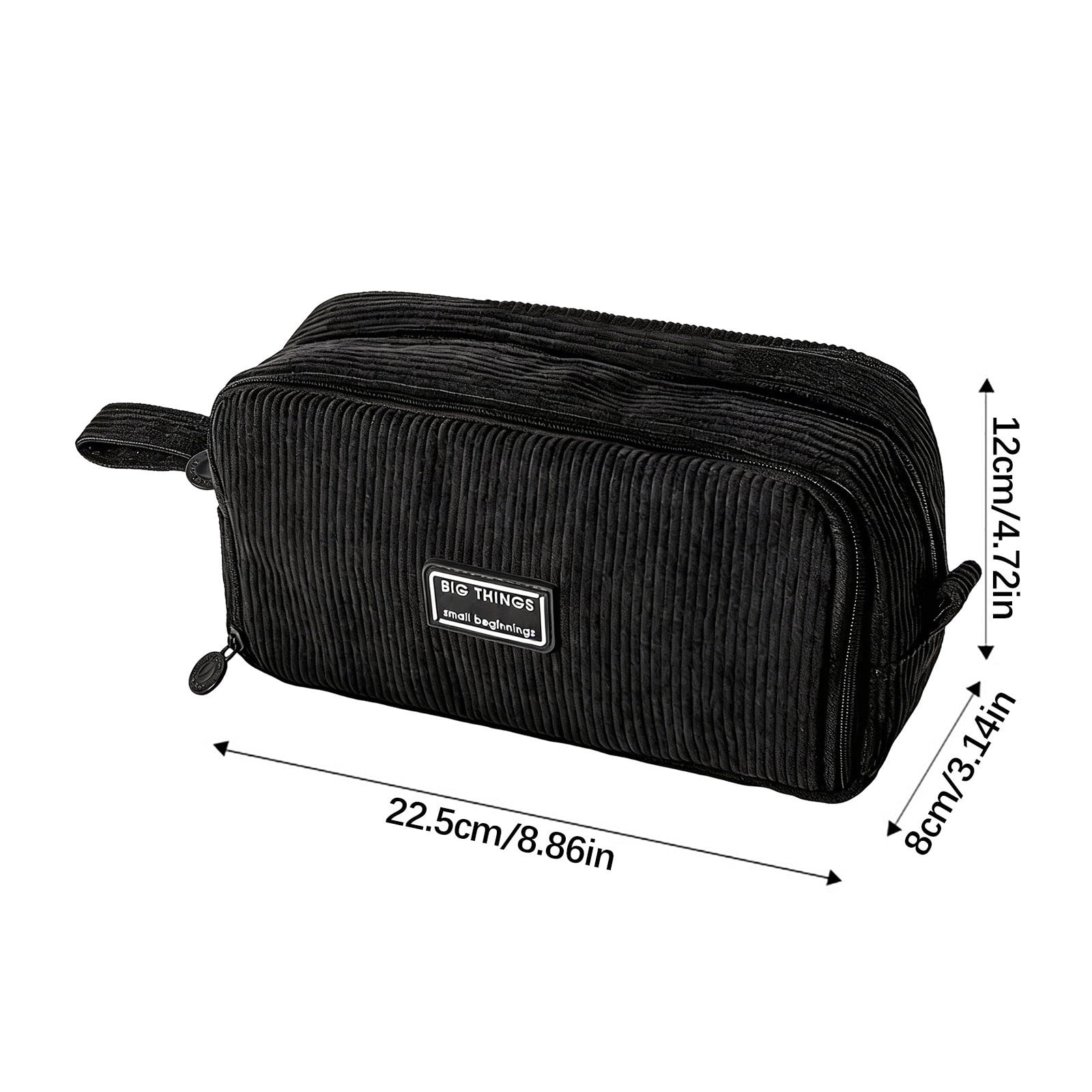 Iuhan Large-Capacity Pencil Pouch, Corduroy Pen Case, Multi-Compartment Organizer for Pens Markers, Durable Stationery Bag, Study Supplies for Study Office