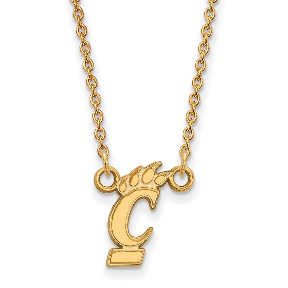 Solid 10k Yellow Gold University of Cincinnati Small Post Earrings 8mm x 12mm Solid 10k Yellow Gold University of Cincinnati Small Post Earrings 8mm x 12mm