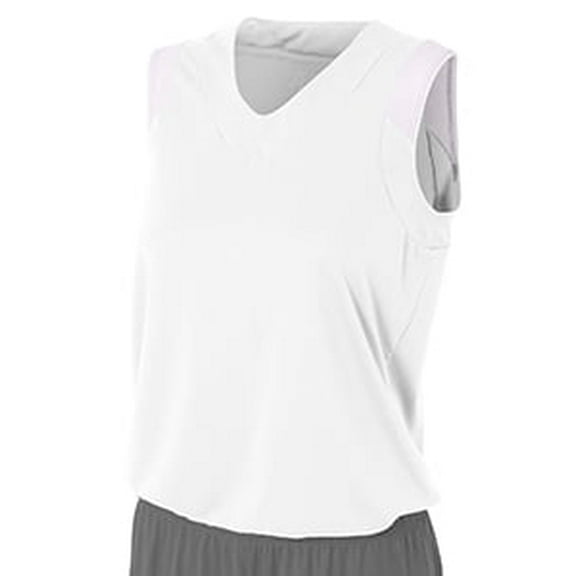 A4 Moisture Management V-Neck Muscle For Women in White NW2340