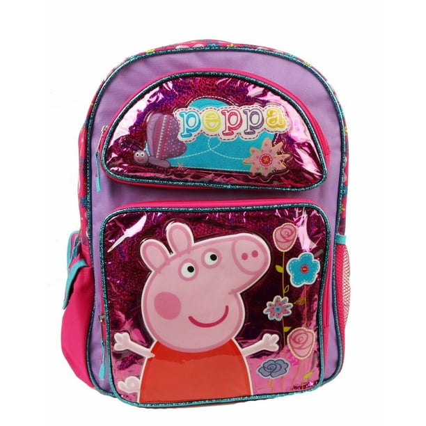 Licensed Brand New Peppa Pig Shine Pink 16" Large Backpack For Girls