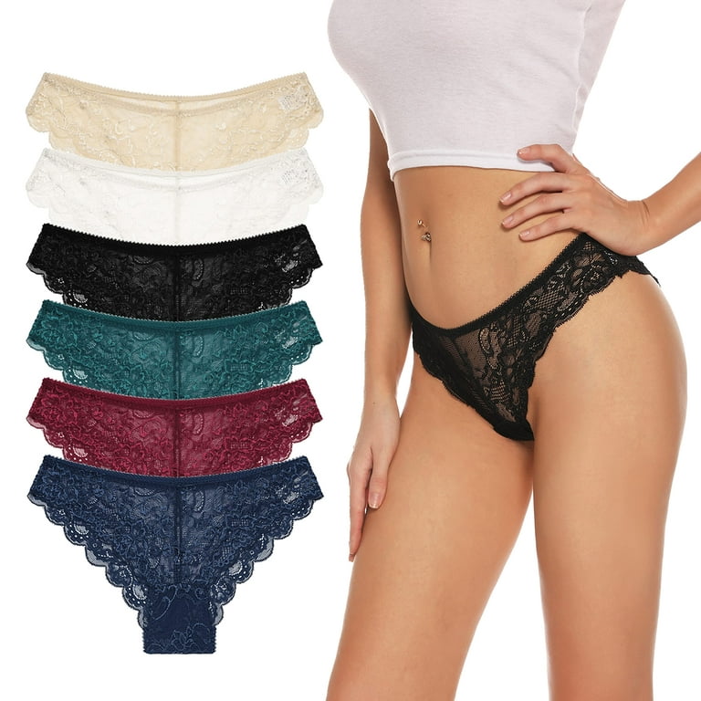 LEITNIAS Women's Underwear Lace Panties Low-waist Soft Stretch Bikini  Panties Lace Briefs for Women Pack of 6