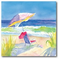 Courtside Market Watercolor Beach Chair I Gallery-Wrapped Canvas Wall Art, 16x16