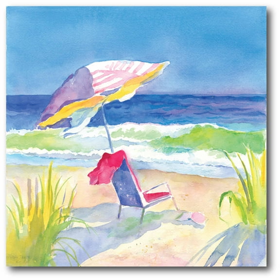Courtside Market Watercolor Beach Chair I Gallery-Wrapped Canvas Wall Art, 16x16