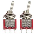 thumbnail image 2 of 5 Pcs Interrupteur à Tête Oscillante Rouge MTS-102 3 Broches Deuxième Vitesse Auto-Réinitialisable, 2 of 9