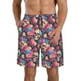 thumbnail image 2 of Uemuo Skull Blue Flower Pattern Men's Swim Trunks Hawaiian Beach Bathing Suit Swimsuits Beach Quick-Dry Shorts with Pockets-X-Large, 2 of 9