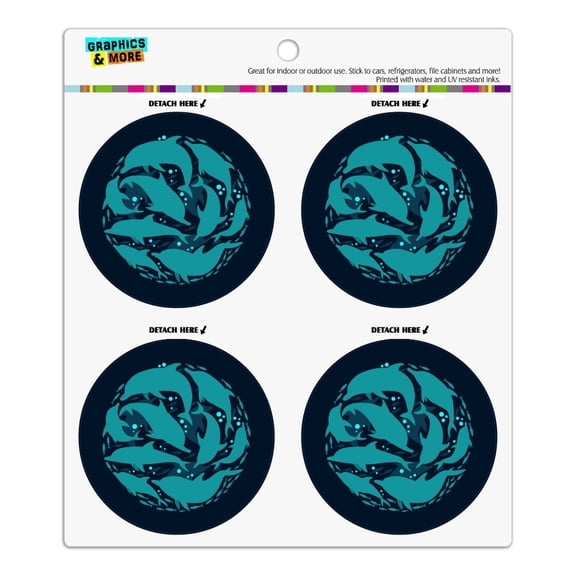 Dolphin Circle Sardines Ocean Fish Refrigerator Fridge Locker Vinyl Circle Magnet Set