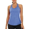 thumbnail image 2 of Htigea Lightweight Racerback Tank Tops for Women High Neck Workout Athletic Running Sleeveless Shirts Blue,XL, 2 of 5