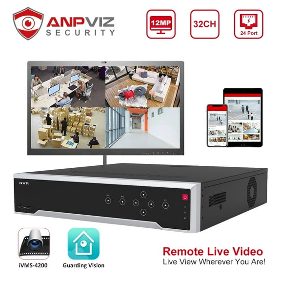Anpviz 4K 12MP 32CH PoE Network Video Recorder NVR, Embedded Plug & Play for 24/7 Video Recording, HDMI/VGA Simultaneous Output