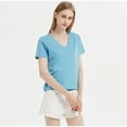 thumbnail image 6 of FLMEI Womens T Shirts Tees Female Short Sleeve V Neck Loose Summer Tees Basic Tunic Tops S-XXXL, 6 of 9