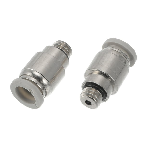 Conectores de aire Push para ajustes únicos de Bargains 15/64" Conector neumático de inserción de plástico y metal M6 2 piezas tono blanco y plata