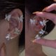thumbnail image 2 of Clips de oreja de mariposa de Metal sin Piercing para mujer, pendientes de Clip de puño de oreja de circón brillante, joyería de boda, Color dorado y plateado, 2 of 4
