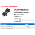 thumbnail image 2 of Front Door Lock Actuator Set - Compatible with 1999 - 2010 Volkswagen Beetle Hatchback 2000 2001 2002 2003 2004 2005 2006 2007 2008 2009, 2 of 2