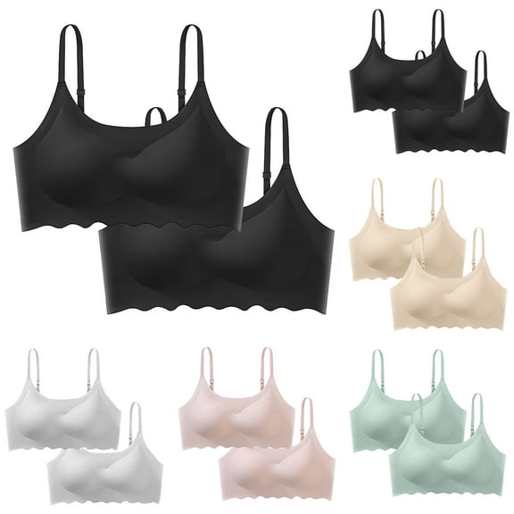 ATOYSOY 2 Pack Everyday Bra for Women Seamless Thin Lightly Comfort Bra Bralette Solid Color Underwear Workout Breathable Push Up Wirefree