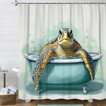 Sea Turtle Shower Curtain,Ocean Beach Coastal Bath Curtain Decor,Waterproof Fabric Bathroom Accessories with 12 Hooks,70X70 in