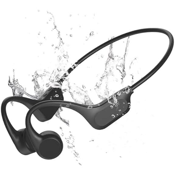 Bone Conduction Headphones, IPX8 Waterproof Swimming Headphones, Built-in MP3 Player 32G Memory, Bluetooth 5.3 Wireless Open Ear Headphones for Swimming, Running, Driving, Hiking, Cycling