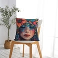 thumbnail image 5 of Fuzoiu Bohemian Colorful Flower Woman Print Square Pillow Cover,Hidden Zipper Design,Luxury Square Pillow Case, Throw Pillow,Couch Cushion-22"x22", 5 of 7