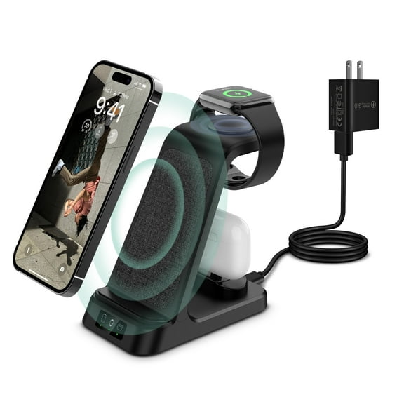 3 in 1 Charging Station Wireless Fast Charger Stand for iPhone 16/15/14 Samsung Galaxy Apple Watch