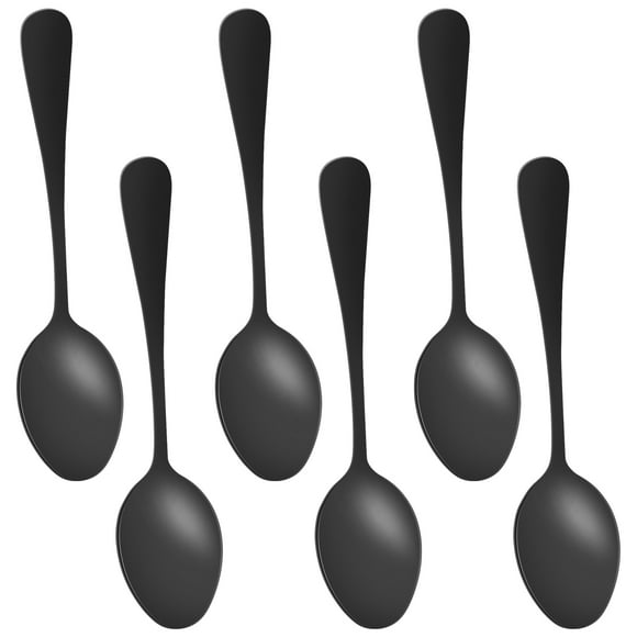 Black teaspoons teaspoons, Mini stainless steel cake spoons, scoop for ice cream , small teaspoons for dessert, set of 6 (black coffee spoons)