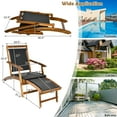 thumbnail image 3 of Costway  Patio Folding Rattan Lounge Chair Wooden Frame W/ Retractable Footrest, 3 of 8