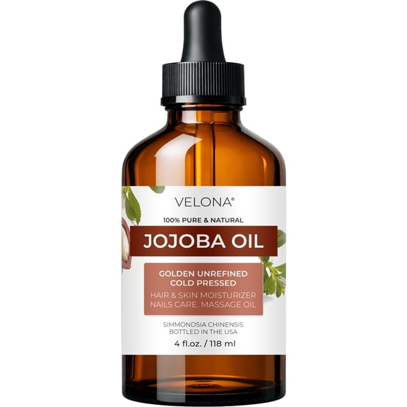 velona Jojoba Oil - 4 fl oz (With Dropper) | 100% Pure and Natural | Golden, Unrefined, Cold Pressed, Hexane Free | Moisturizing Face, Hair, Body, Skin Care