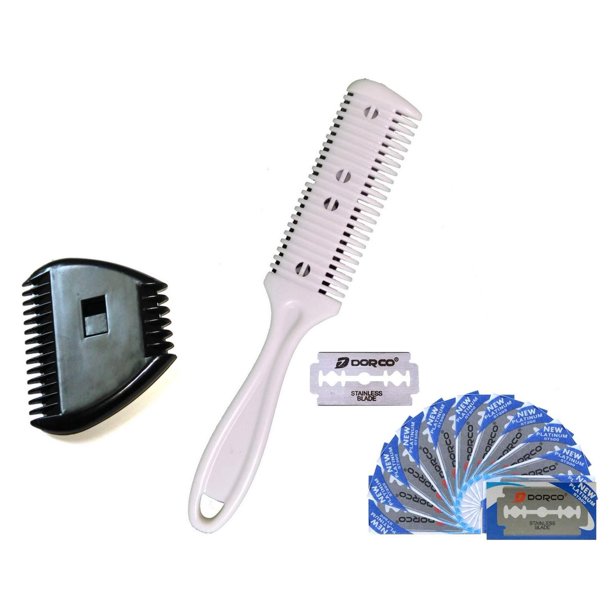 ALAZCO Combo Set, White Plastic Personal Double Edge Razor Comb Hair