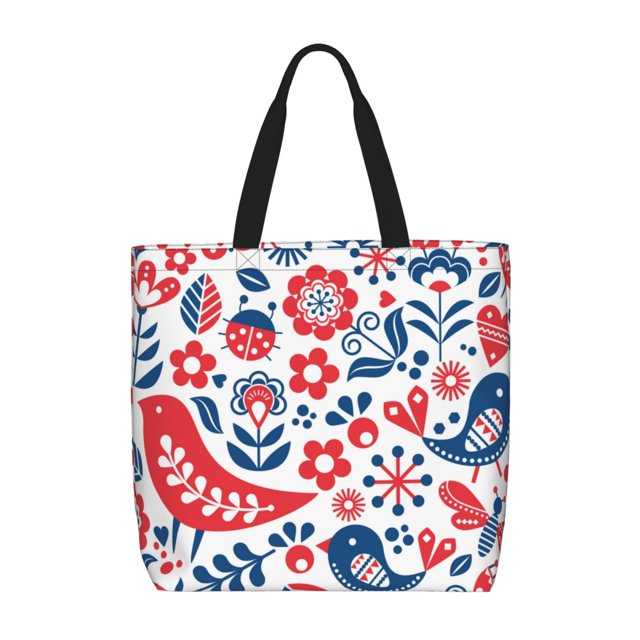 Disketp Birds Flowers Bolsa Tote de Lona para Mujer, Bolso de Hombro y Cruzado con Cierre de Cremallera