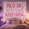 thumbnail image 2 of Pray Big Typography with Pink Bow and Stars, Inspirational Illustration for Faith Decor Lovers, Motivational Wall Decor, Friendship Gift, Tapestry Wall Hanging for Bedroom and Dorm, 2 of 7