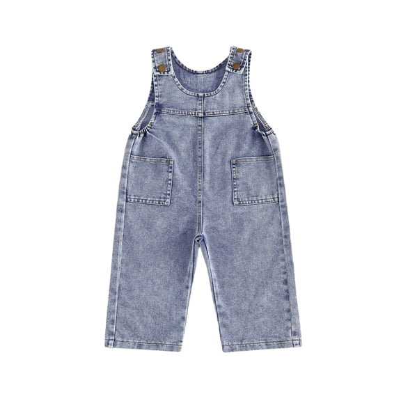 Cenuakty Baby Denim Overalls 6M-4T Sleeveless Solid Color Bib Shorts Toddler Jumpsuit Romper for Boys Girls