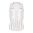 thumbnail image 3 of Alvivi Tassel Vest for Women Cowgirl 70s Hippie Costume Faux Suede Rivets Sleeveless Fringe Jacket Cardigan White M, 3 of 7
