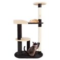 thumbnail image 2 of 3-Tier Cat Tower - Indoor Feline Furniture with 2 Napping Perches, 2 Sisal Rope Scratching Posts, Peek Hole, and Fun Hanging Toy by PETMAKER (Black), 2 of 3