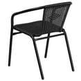 thumbnail image 3 of 28'' Round Glass Metal Table with Black Rattan Edging and 2 Black Rattan Stack Chairs, 3 of 9