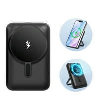 Power Bank, Magsafe Charger with LED Display, 10000mAh Portable Charger with Foldable Stand, 20W PD Fast Charging for iPhone 17 16 15 14 13 12, Black