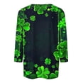 thumbnail image 4 of Diufon T-Shirts de la Saint-Patrick pour Femmes Décontractés Grande Taille Imprimé Trèfle Manches 3/4 Col Rond, 4 of 5