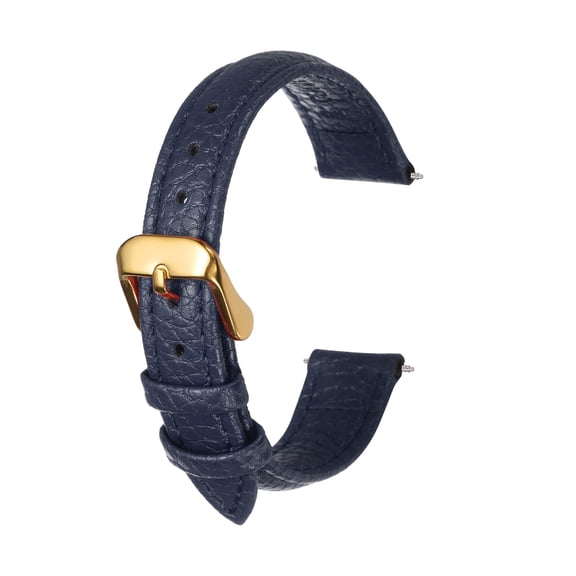 Uxcell Leather Watch Band 16mm Vintage Textured Padded Leather Watch Strap Quick Release Replacement Wristband with Stainless Steel Pin Buckle for Men and Women, Blue