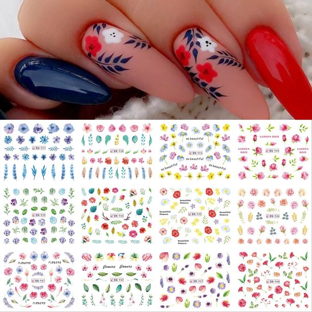 12pcs Christmas Nail Sticker Santa Claus Elk Snowman Gift Water Transfer Slider Full Wrap Xmas Cartoon Winter Decal SABN/A-1