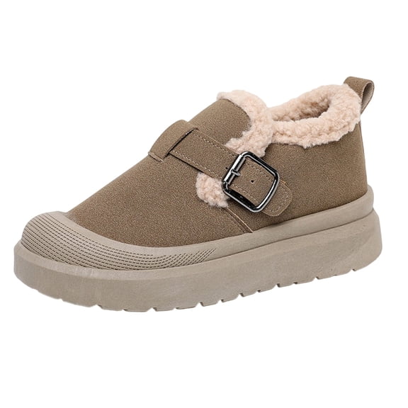 WRKEKC Womens Boots Wide Width Thick Sole Slip On Fleece Lined Warm Winter Snow Boots Casual Shoes for Women