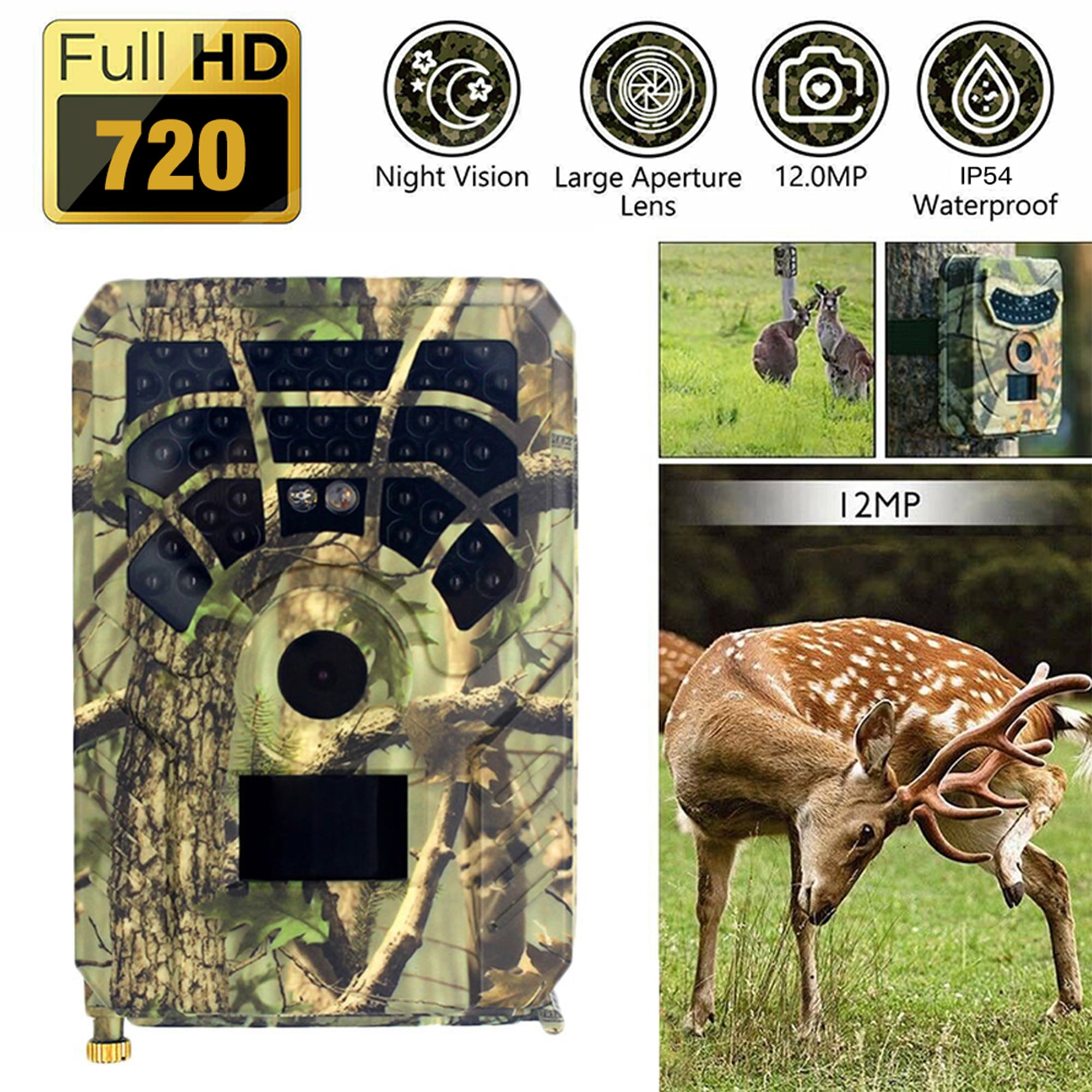 12MP Hunting Cameras 720P Video 46 IR LED Night Vision 120° Lens IP54 Accessory 