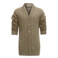 thumbnail image 4 of Men's Cable Knit Long Cardigan Button Front Shawl Collar Sweater Coat, 4 of 6