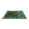 thumbnail image 2 of Ahgly Company Machine Washable Indoor Square Medallion Turquoise Blue Traditional Area Rugs, 4' Square, 2 of 4