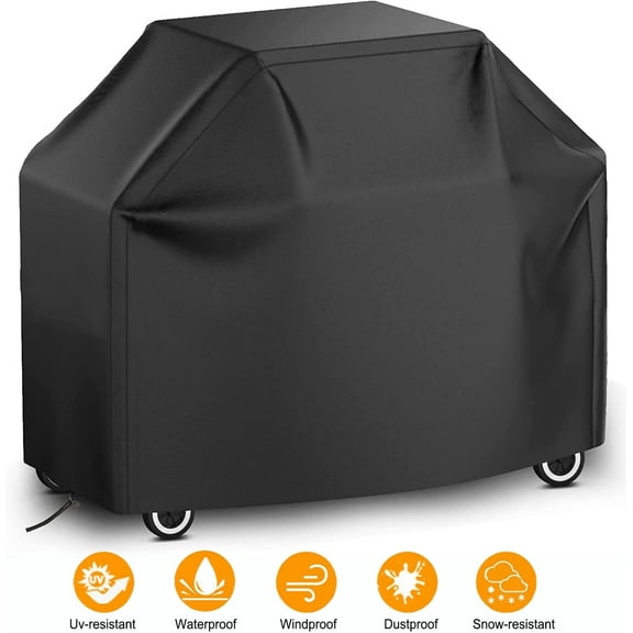 58 Inch BBQ Grill Cover for Outdoor Grill, Waterproof Heavy-Duty Barbecue Gas Grill Cover for 3-5 Burner Barbecue Grill, Nexgrill DESIN Brinkmann CharBroil, Black