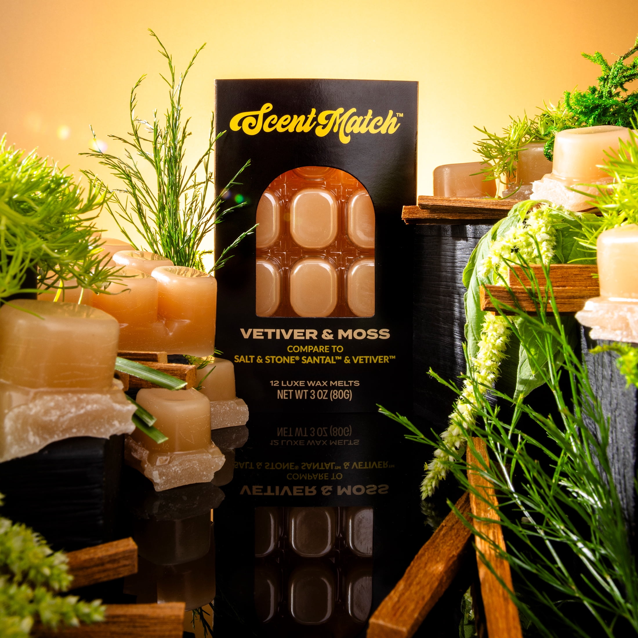 (3 pack) IllumiScents ScentMatch, 3 oz Wax Melts, Vetiver & Moss (Compare to: Salt & Stone)