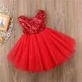 thumbnail image 2 of Aayomet Toddler Dress Girls Lace Dress with Belt Princess Wedding Party Dress with Pom Pom Flower Girl Dress,Red 2-3 Years, 2 of 3