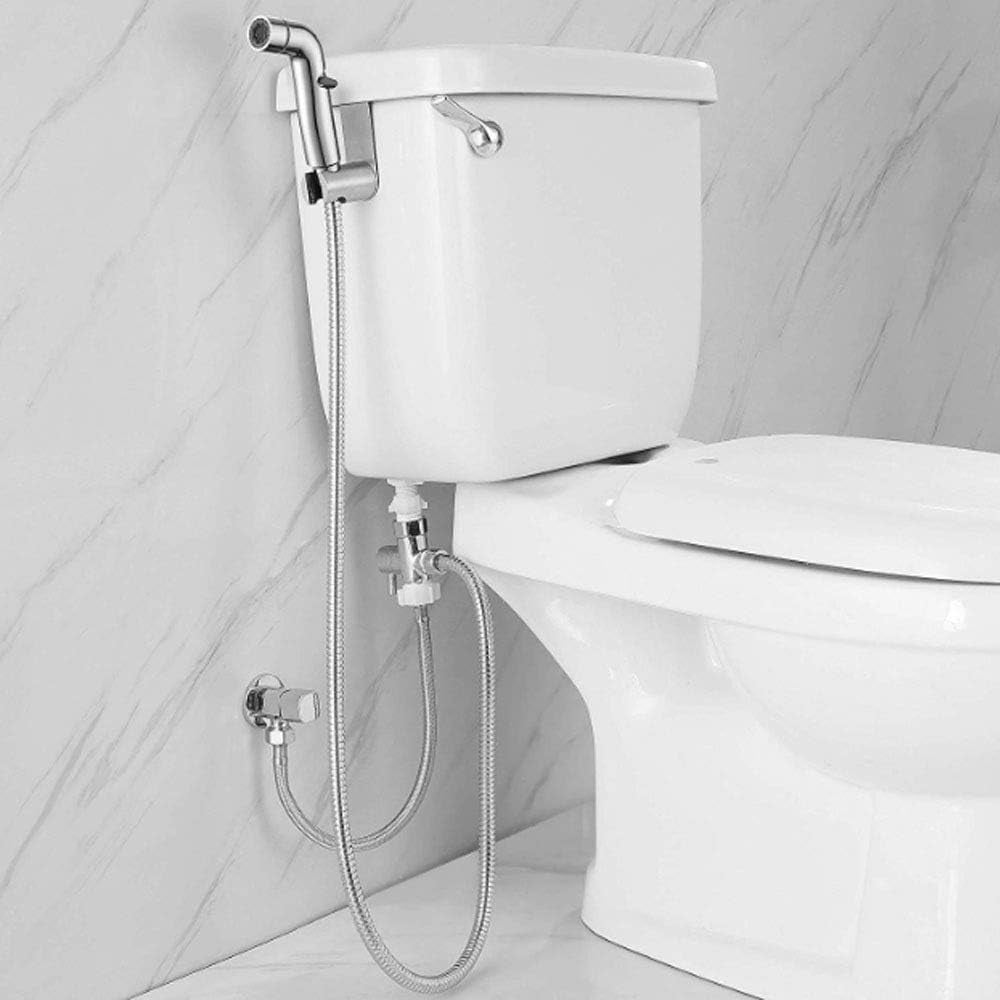 Bidet Sprayer for Toilet Chrome Dual Function Cloth Diaper Washer Set Wall Mounted Hand Held Bidet Spray Kit with Cold Water for Personal Hygiene,Without Holder
