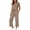 Khaki, variant on SEMPAI Travel Outfits for Women 2 Piece Sets Summer Lounge Short Sleeve Button V Neck Tops Drawstring Wide Leg Pants Set