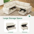 thumbnail image 5 of Marrber Beige L-Shaped Modular Sectional Sleeper with Pull-Out Sofa Bed and Storage Ottoman Corduroy Cloud Couch for Living Room, 5 of 10