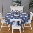 thumbnail image 2 of Dark Blue Sun Moon Star Pattern Round Tablecloth 60"x60",Wrinkle Wipeable Table Cloth for Kitchen Dining Room Picnic Patio Party, 2 of 6