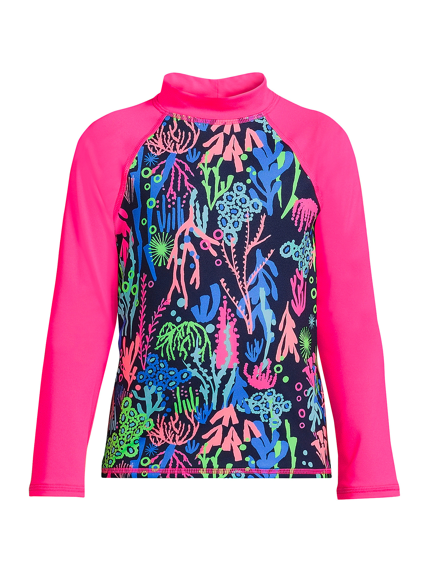 Lands' End Girls Long Sleeve Mock Neck UPF 50 Swim Rash Guard